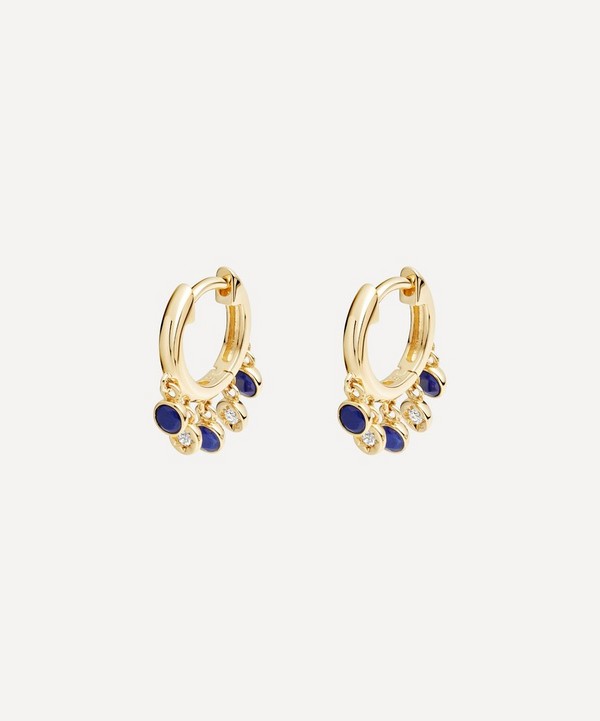 Astley Clarke - Gold Plated Vermeil Silver Biography Lapis Lazuli and White Sapphire Droplet Hoop Earrings image number null