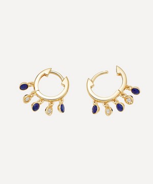 Astley Clarke - Gold Plated Vermeil Silver Biography Lapis Lazuli and White Sapphire Droplet Hoop Earrings image number 2