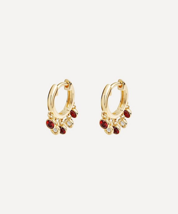 Astley Clarke - Gold Plated Vermeil Silver Biography Garnet and White Sapphire Droplet Hoop Earrings image number null