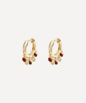 Astley Clarke - Gold Plated Vermeil Silver Biography Garnet and White Sapphire Droplet Hoop Earrings image number 0