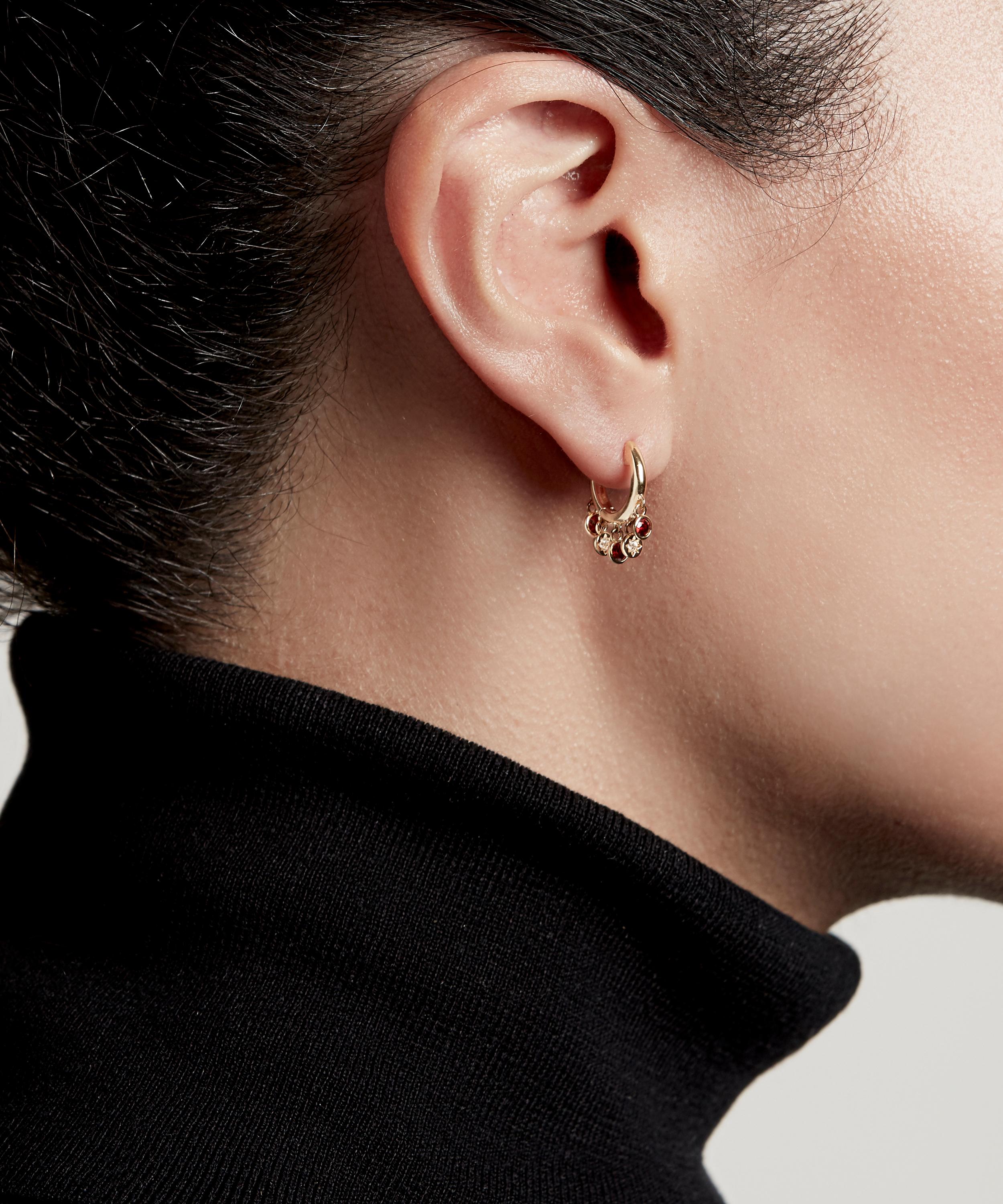 Astley Clarke - Gold Plated Vermeil Silver Biography Garnet and White Sapphire Droplet Hoop Earrings image number 1