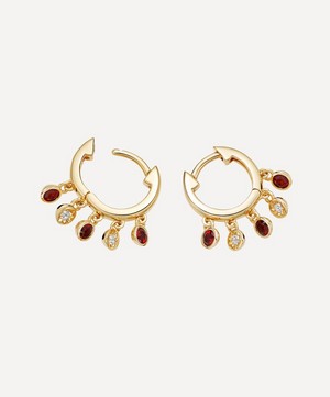 Astley Clarke - Gold Plated Vermeil Silver Biography Garnet and White Sapphire Droplet Hoop Earrings image number 2