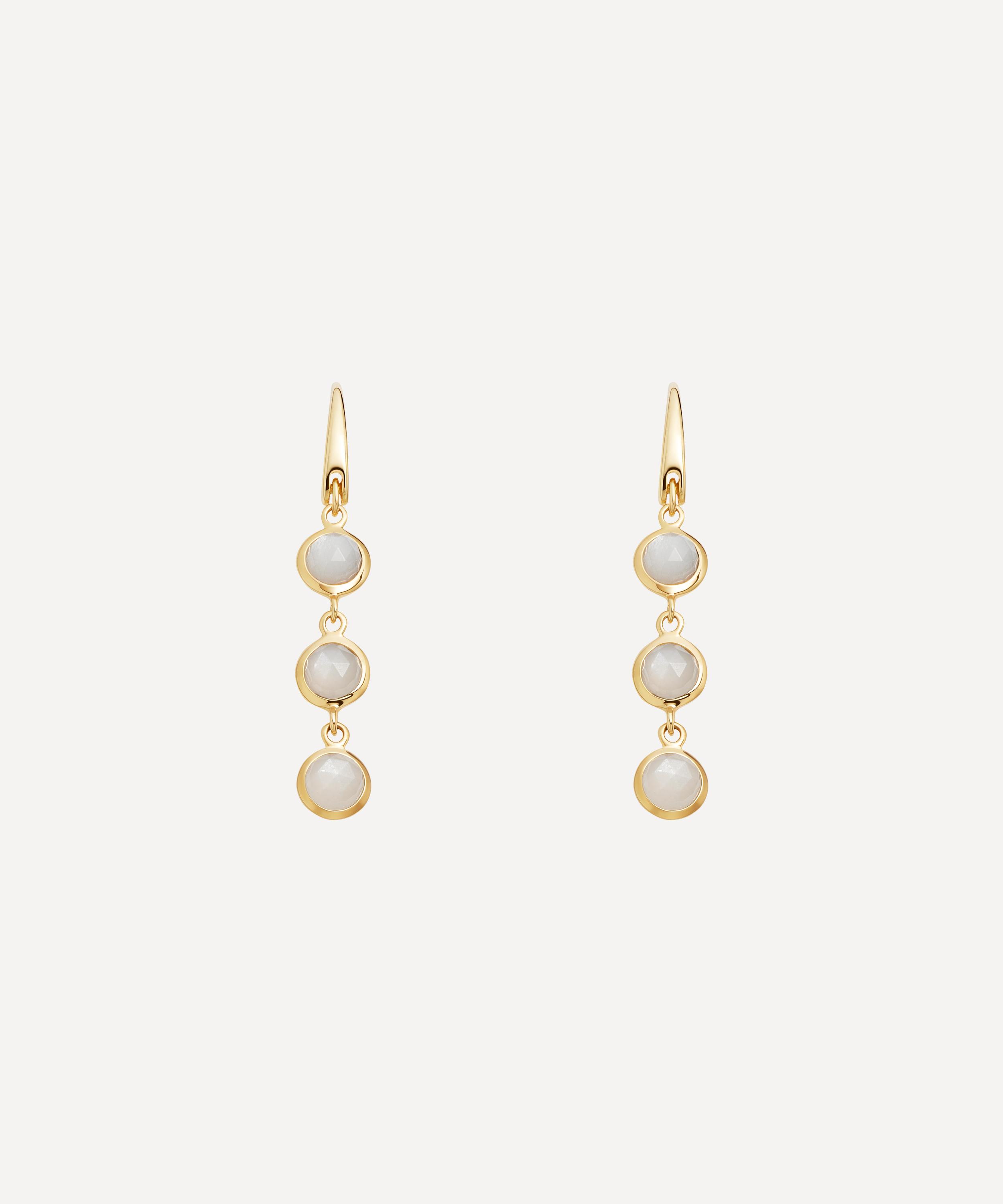 Astley Clarke - Gold Plated Vermeil Silver Stilla Triple Moonstone Drop Earrings image number 0