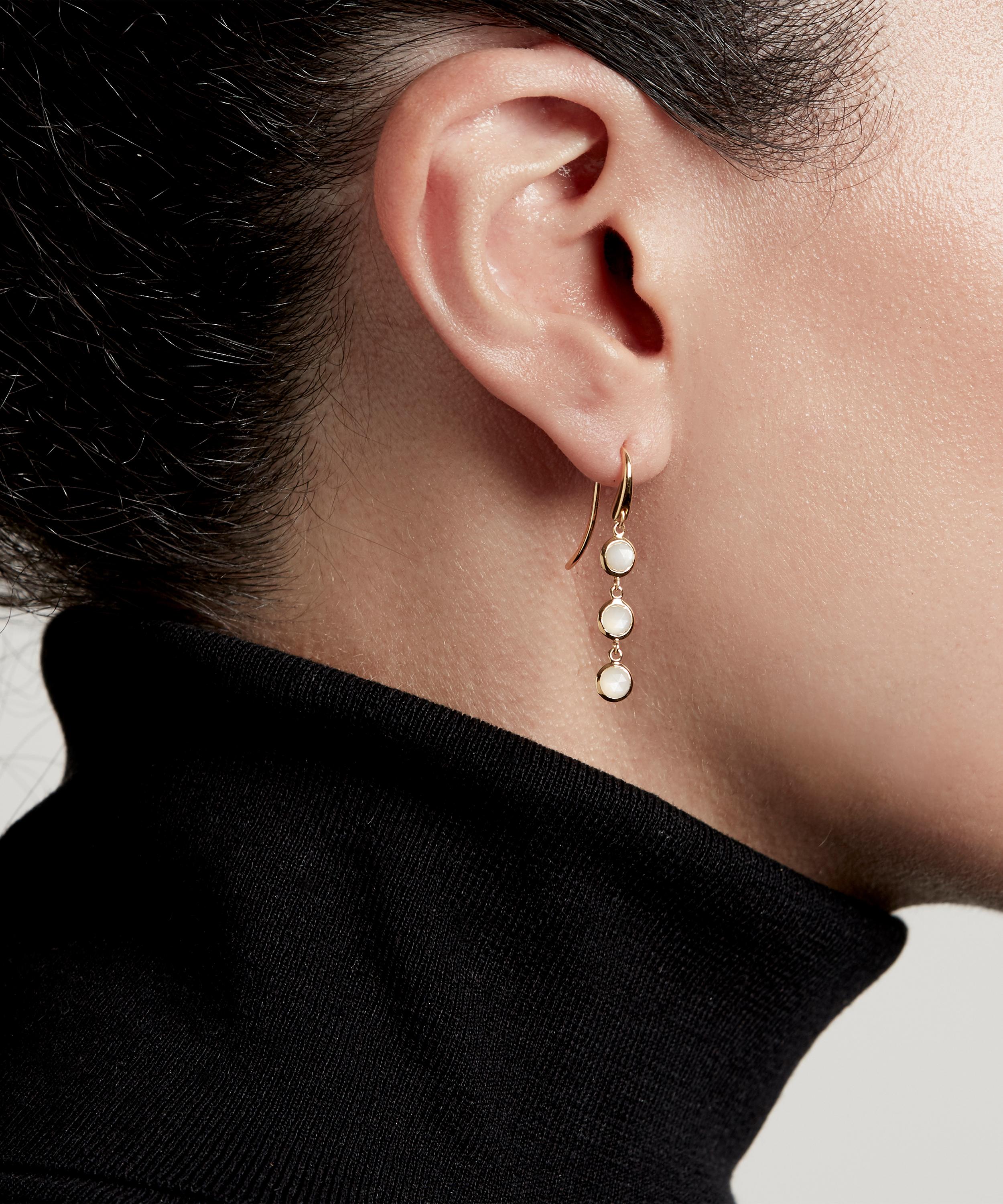 Astley Clarke - Gold Plated Vermeil Silver Stilla Triple Moonstone Drop Earrings image number 1