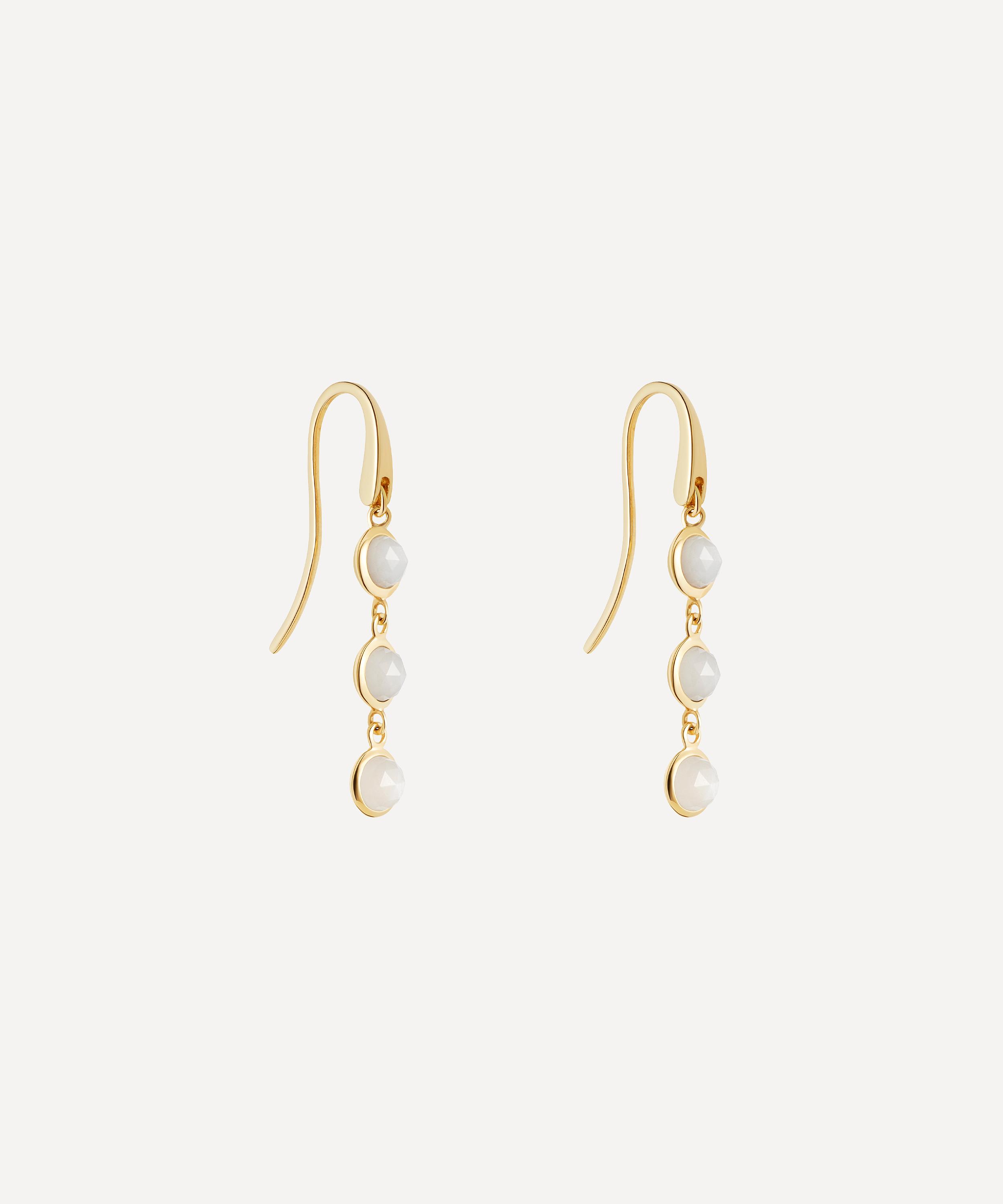 Astley Clarke - Gold Plated Vermeil Silver Stilla Triple Moonstone Drop Earrings image number 2