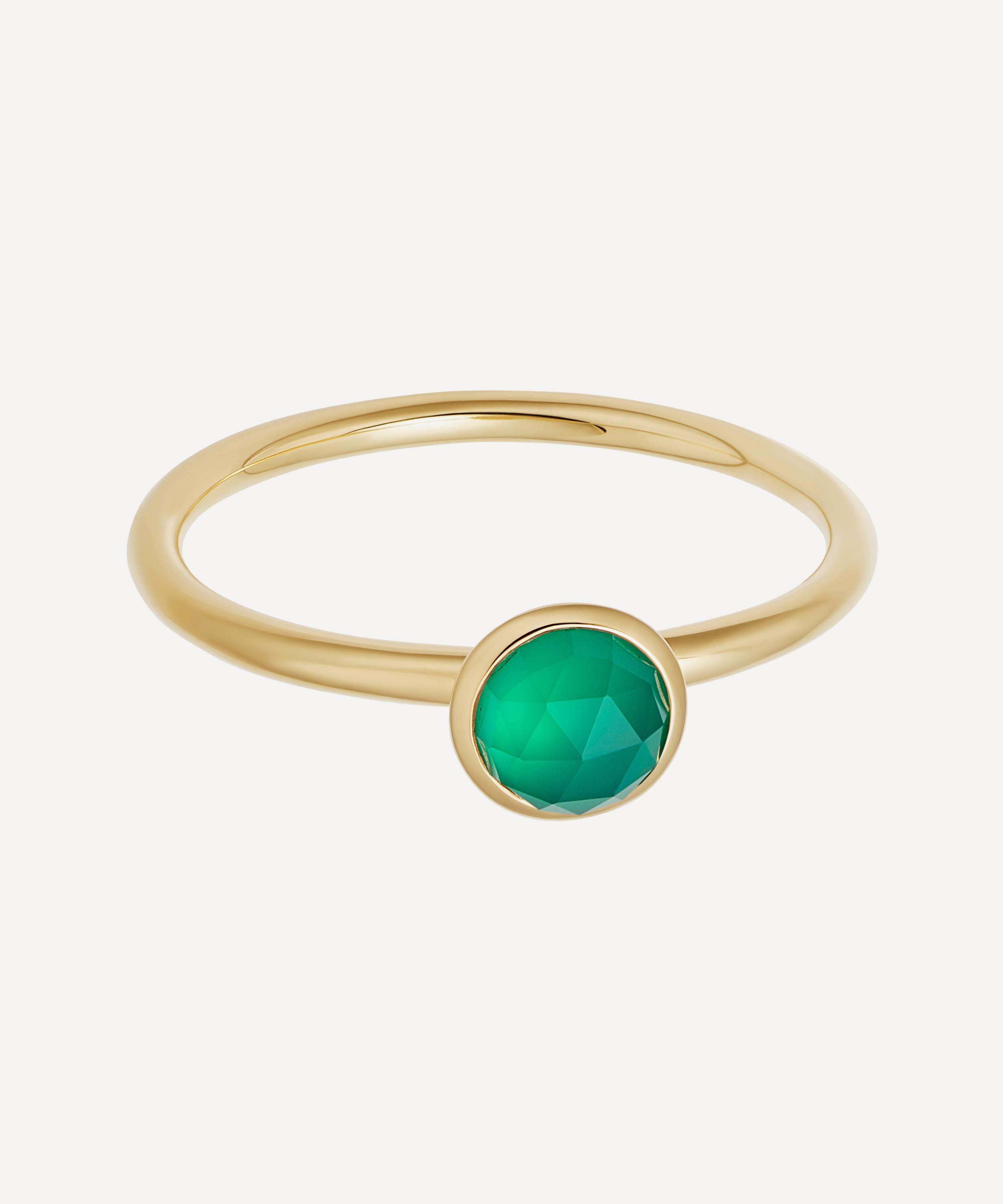 Gold Plated Vermeil Silver Mini Stilla Green Onyx Ring Liberty