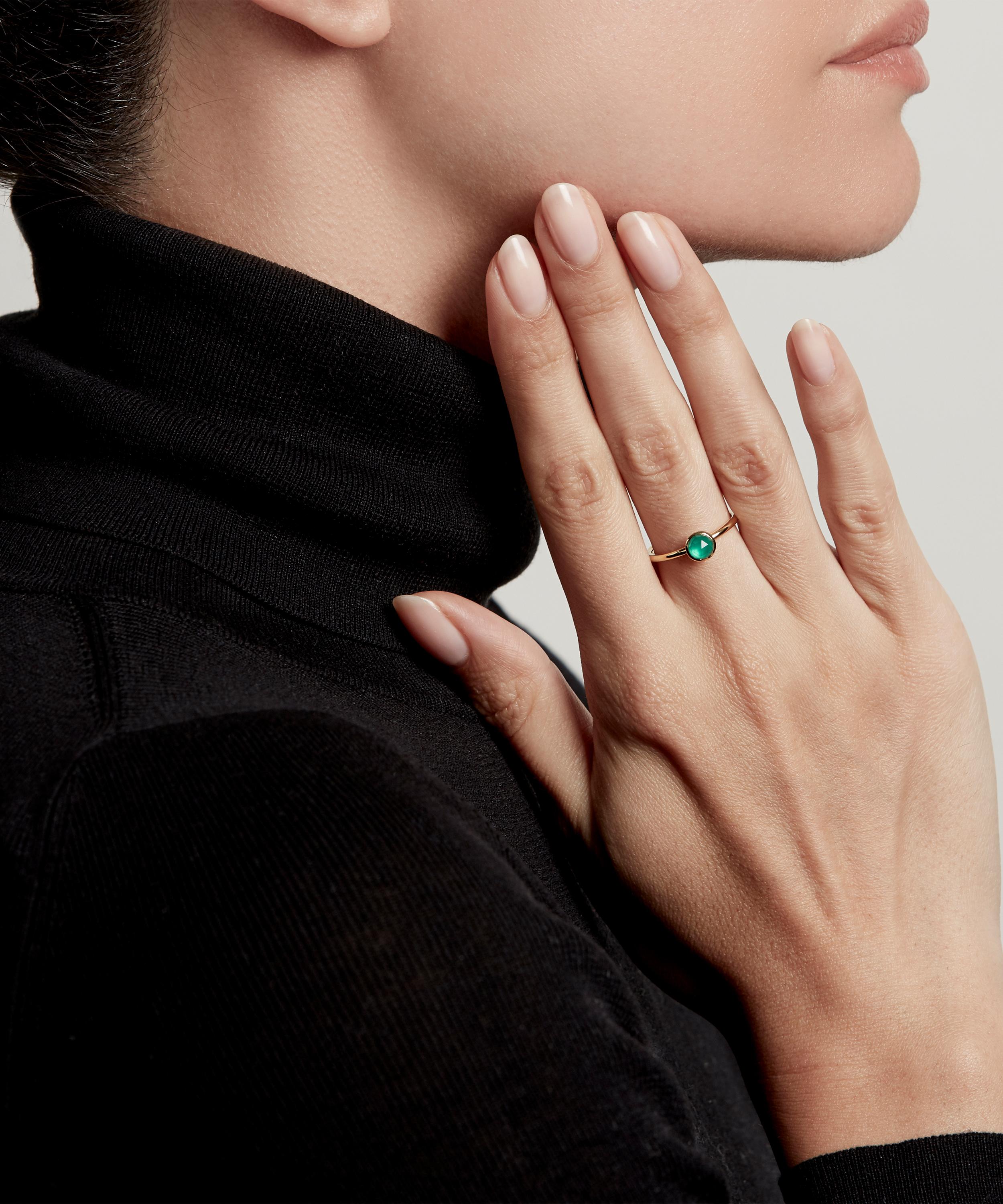 Gold Plated Vermeil Silver Mini Stilla Green Onyx Ring Liberty