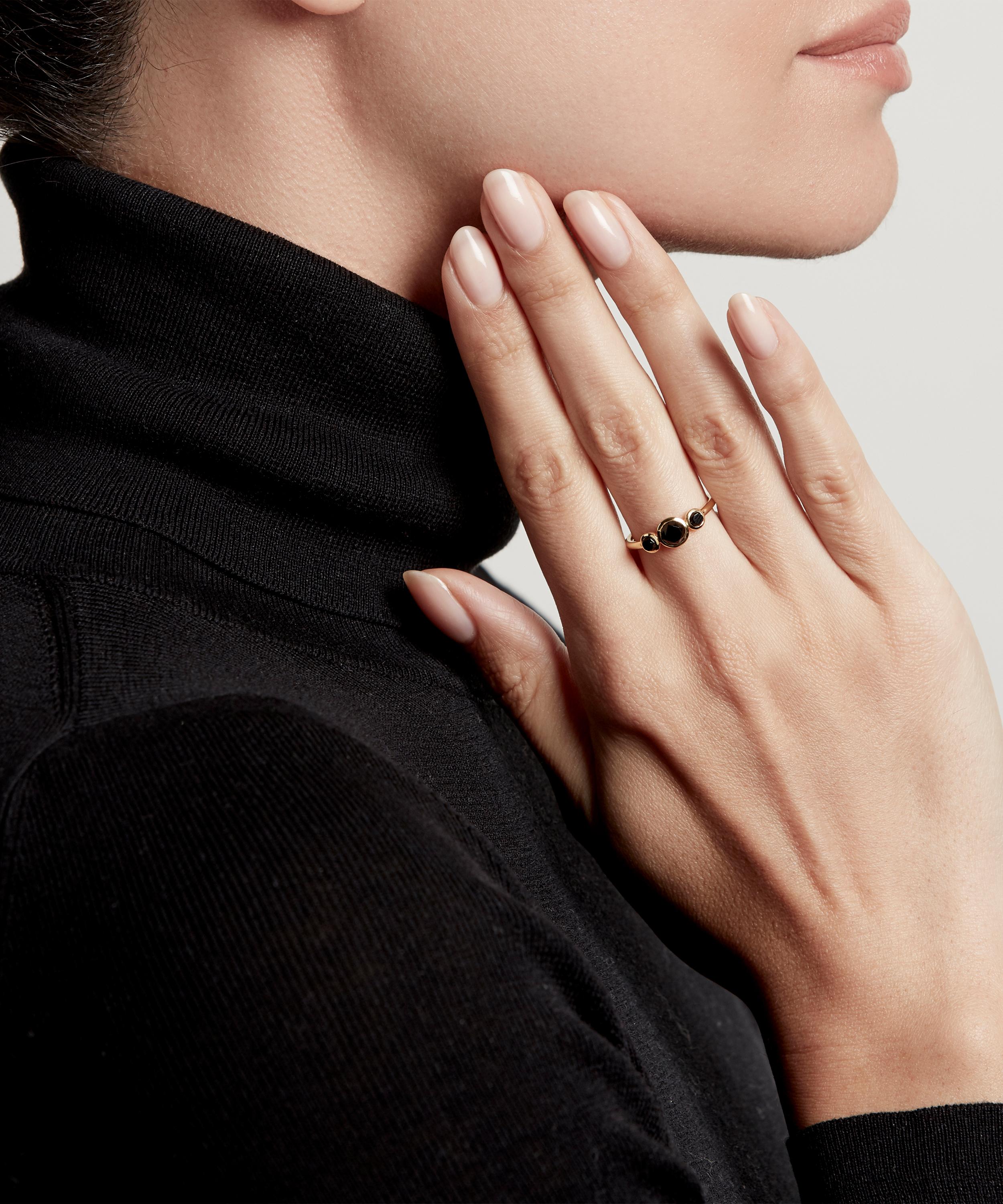 Astley Clarke - Gold Plated Vermeil Silver Stilla Triple Black Onyx Ring image number 1