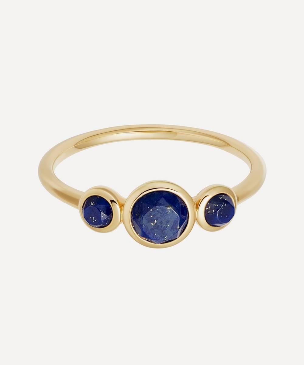Astley Clarke - Gold Plated Vermeil Silver Stilla Triple Lapis Lazuli Ring
