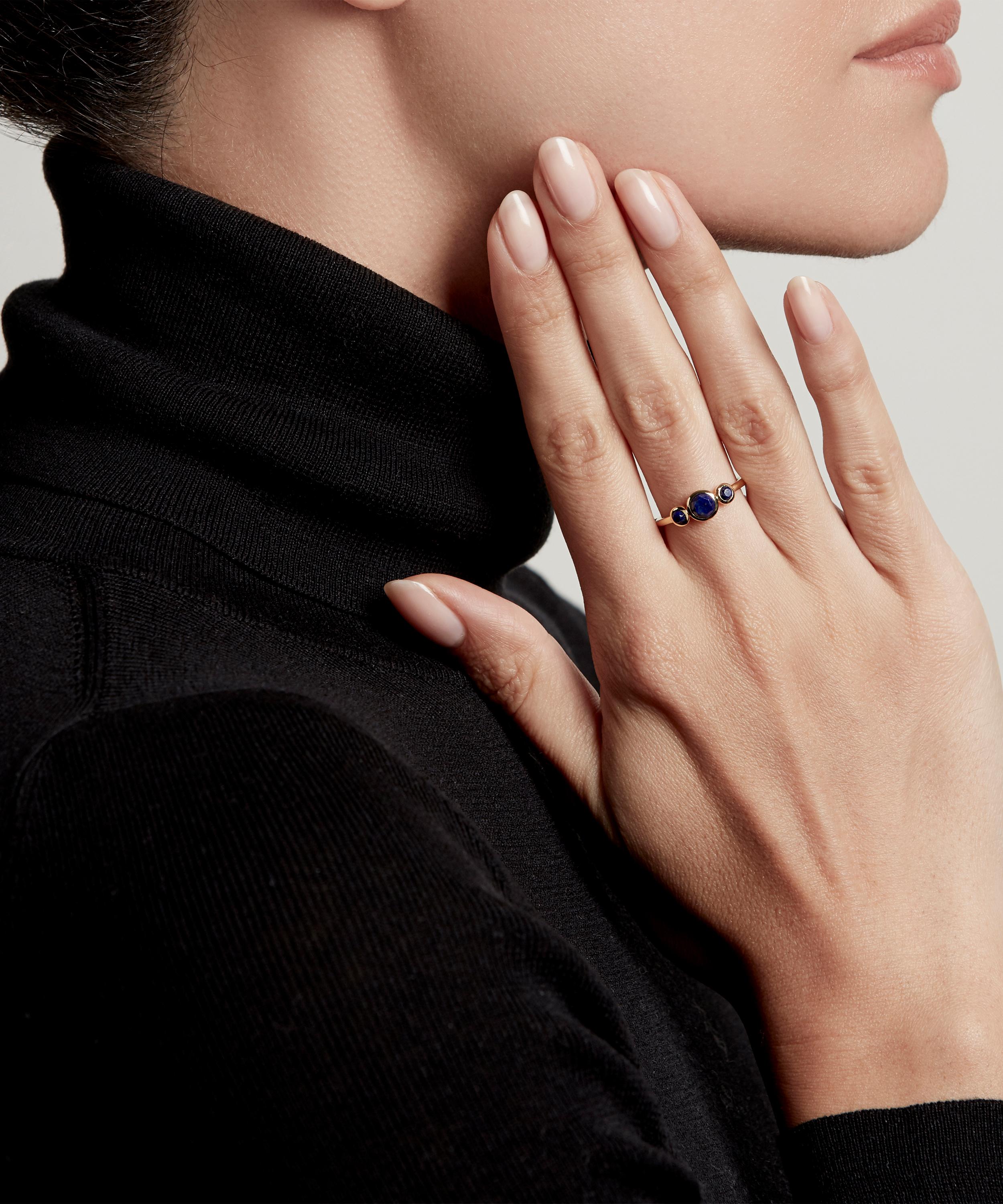 Astley Clarke - Gold Plated Vermeil Silver Stilla Triple Lapis Lazuli Ring image number 1
