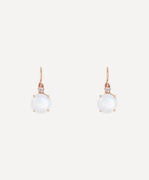 Suzanne Kalan - 14ct Rose Gold Round Rainbow Moonstone and Diamond Drop Earrings image number 0