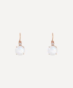 Suzanne Kalan - 14ct Rose Gold Round Rainbow Moonstone and Diamond Drop Earrings image number 0