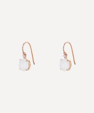 Suzanne Kalan - 14ct Rose Gold Round Rainbow Moonstone and Diamond Drop Earrings image number 2