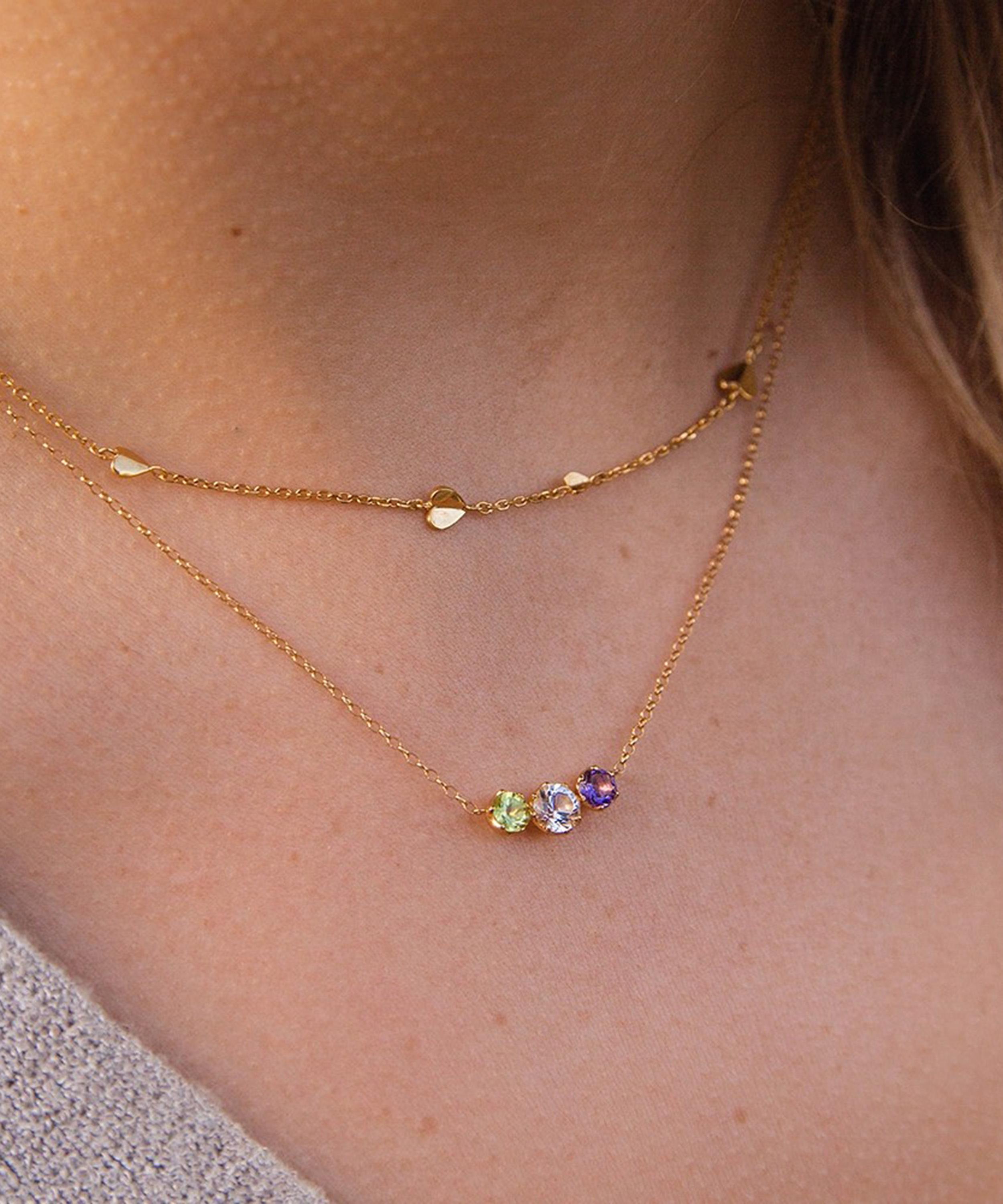 Dinny Hall - Gold Plated Vermeil Silver Suffragette Three Stone Scoop Pendant Necklace image number 1
