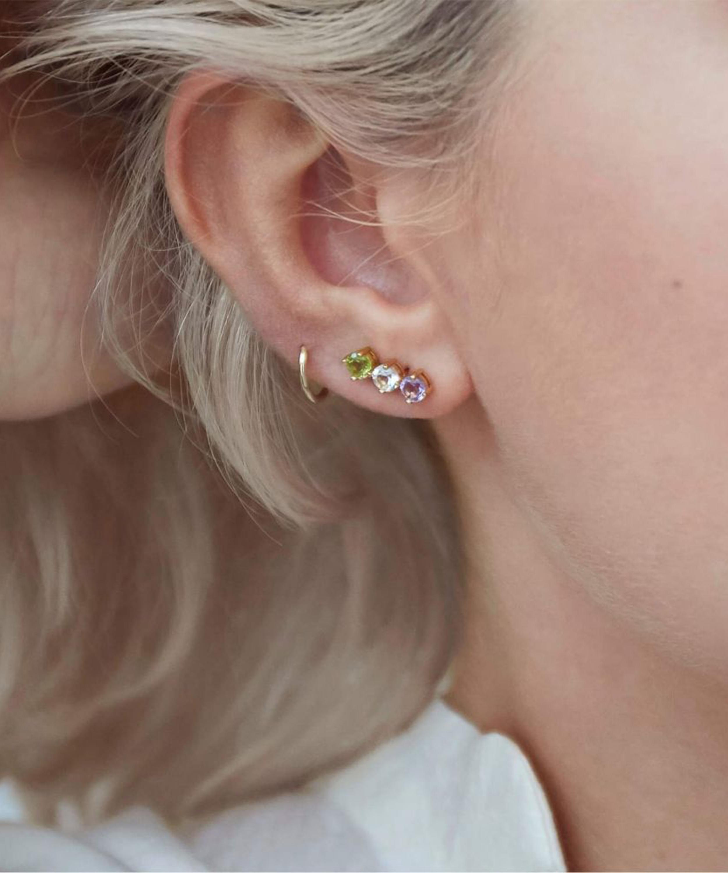 Dinny Hall - Gold Plated Vermeil Silver Suffragette Gemstone Trio Stud Earrings image number 2