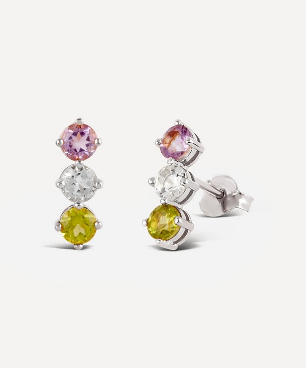 Dinny Hall - Silver Suffragette Gemstone Trio Stud Earrings image number null