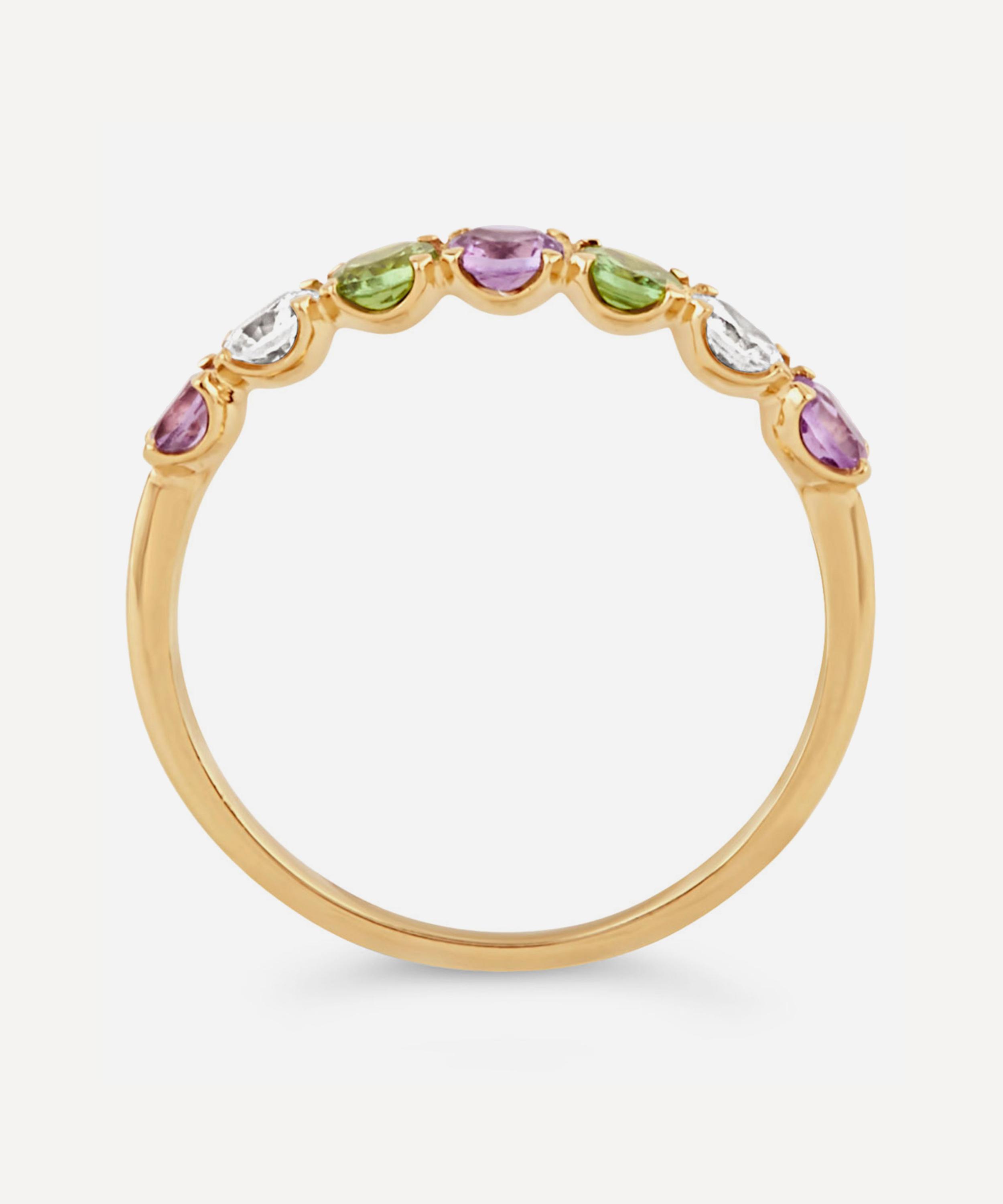 Dinny Hall - Gold Plated Vermeil Silver Suffragette Primrose Gemstone Half Eternity Ring image number 2