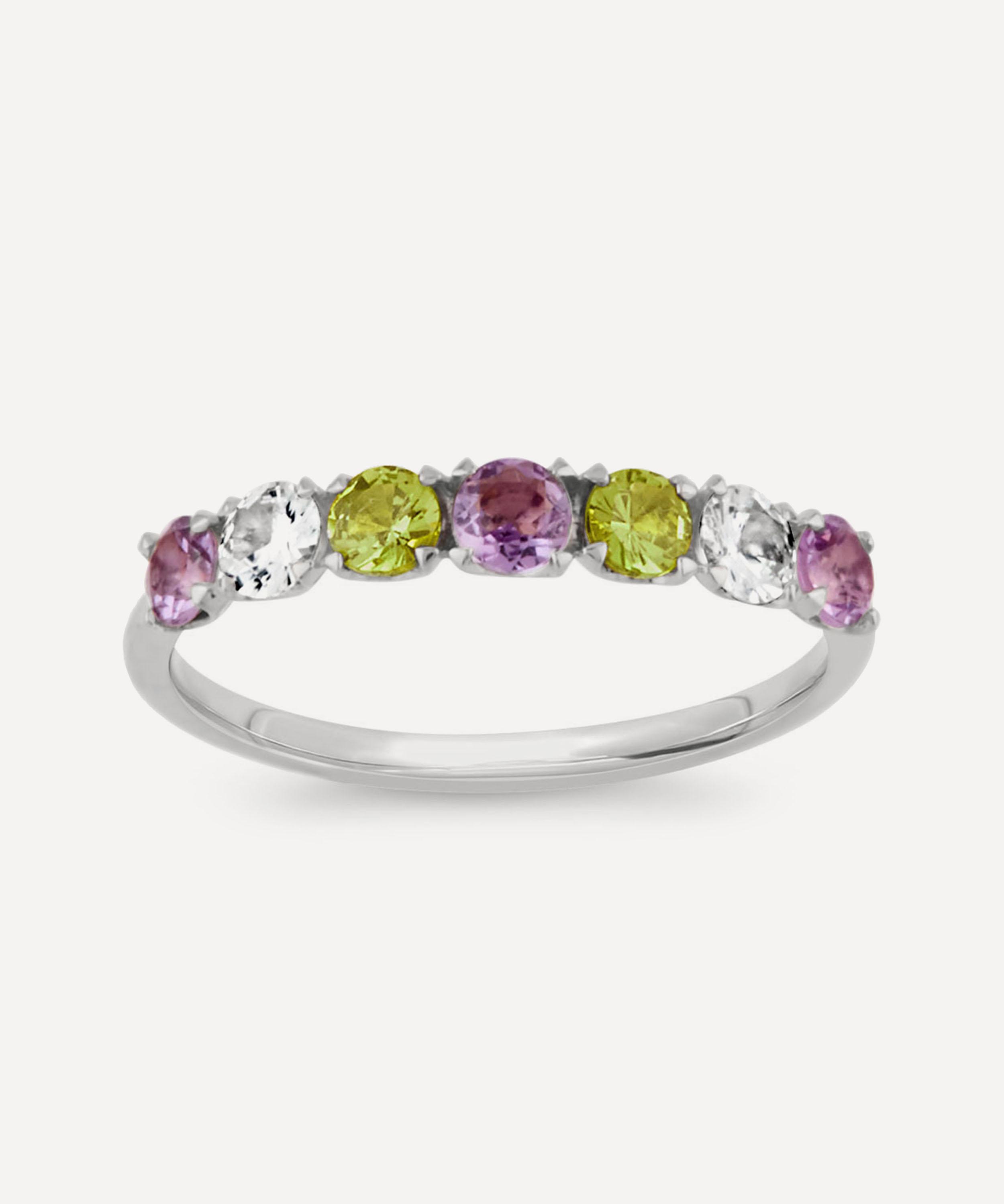 Dinny Hall - Silver Suffragette Primrose Gemstone Half Eternity Ring image number 0