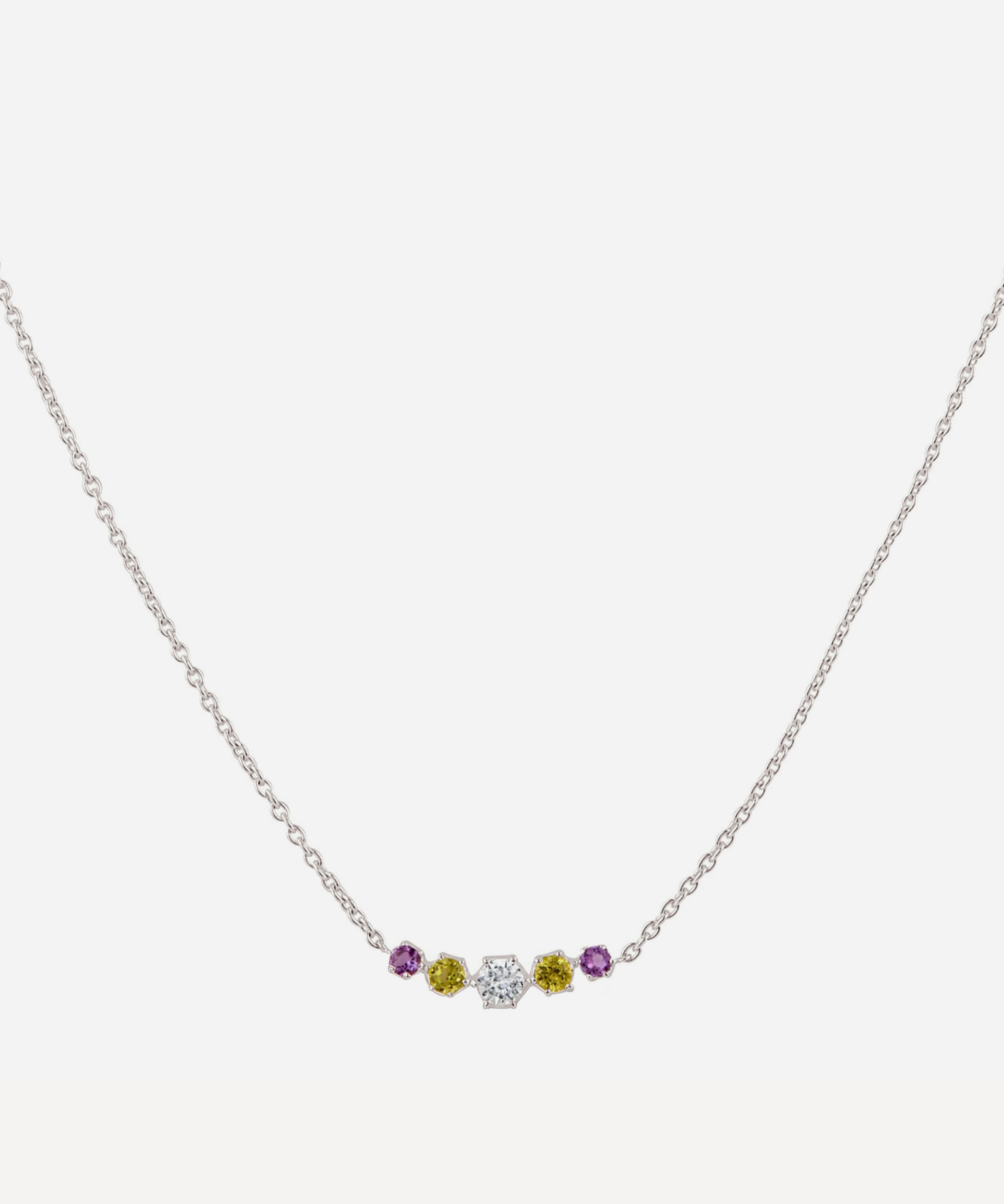 Dinny Hall - Silver Suffragette Five Gemstone Pendant Necklace image number 0