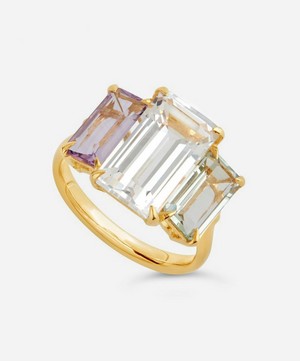 Dinny Hall - Gold Plated Vermeil Silver Suffragette Trinny Trilogy Gemstone Ring image number 2