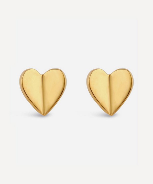 Dinny Hall - Gold Plated Vermeil Silver Bijou Folded Heart Stud Earrings
