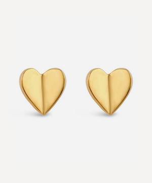 Gold Plated Vermeil Silver Bijou Folded Heart Stud Earrings