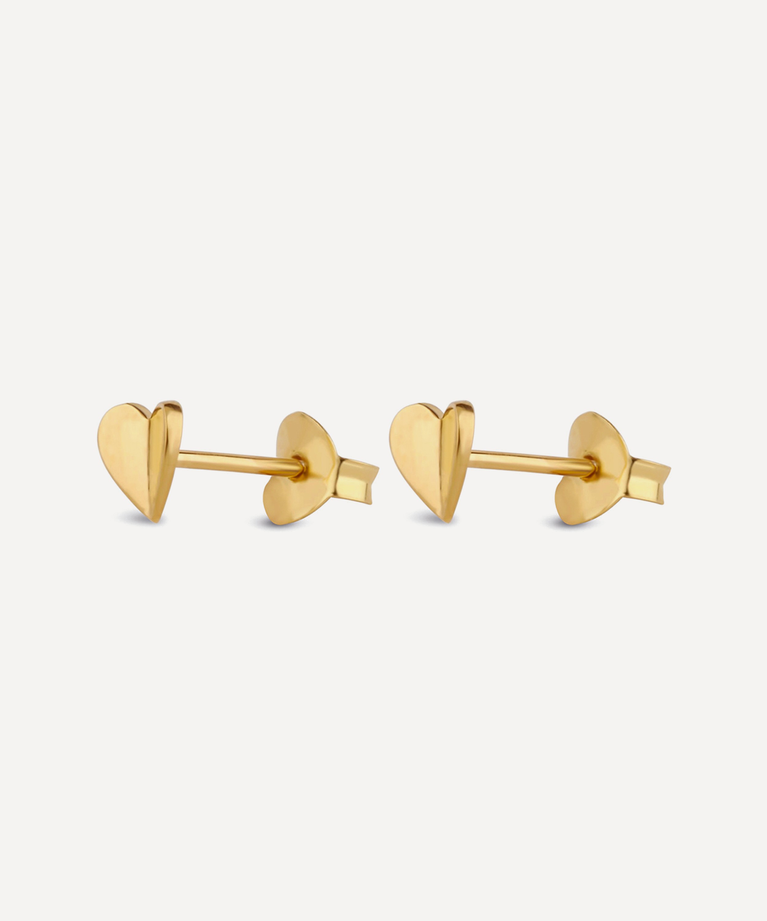 Dinny Hall - Gold Plated Vermeil Silver Bijou Folded Heart Stud Earrings image number 1