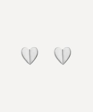 Silver Bijou Folded Heart Stud Earrings