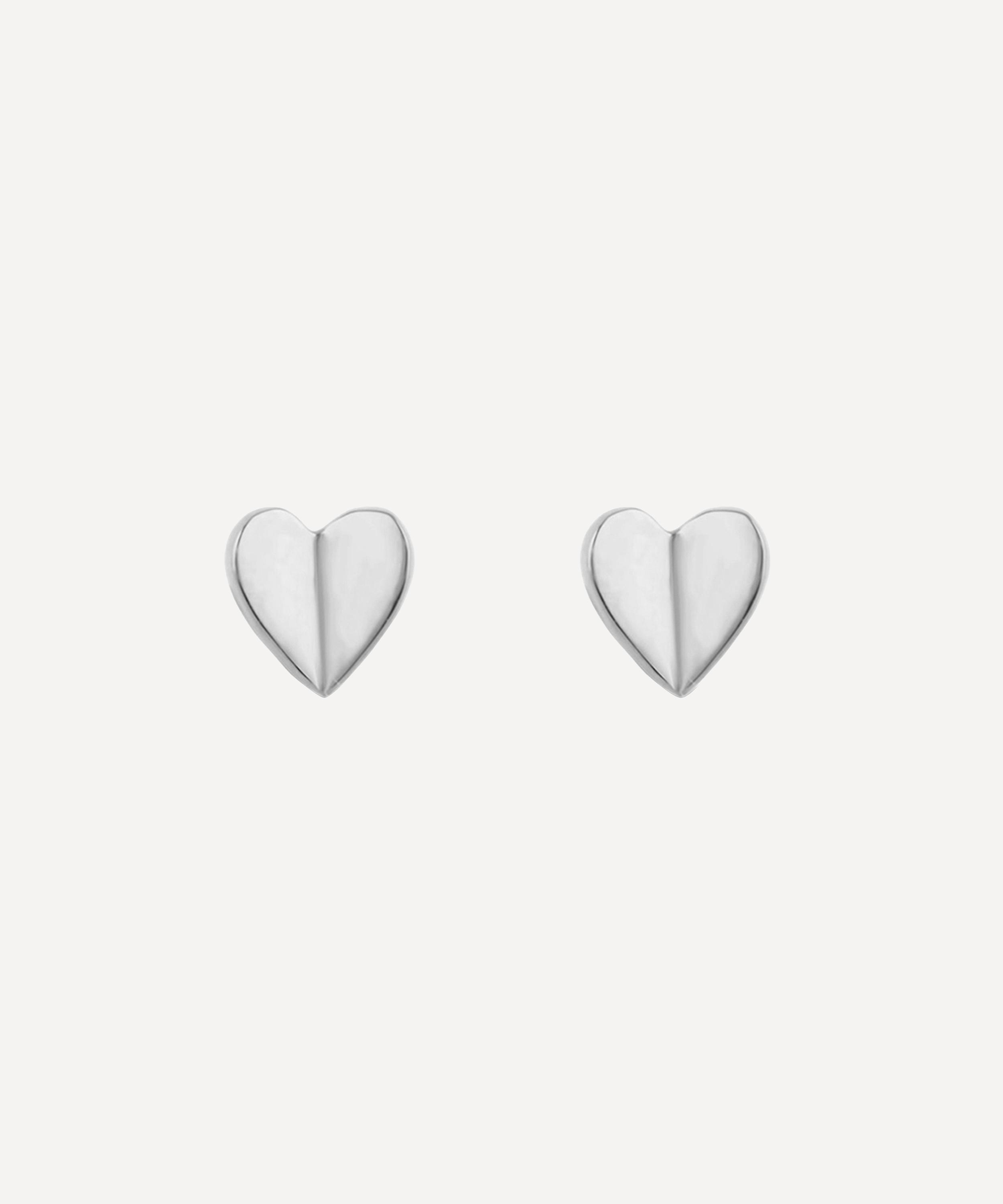 Dinny Hall - Silver Bijou Folded Heart Stud Earrings image number 0