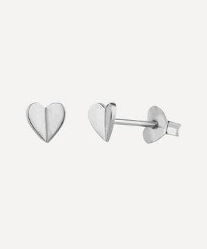 Dinny Hall - Silver Bijou Folded Heart Stud Earrings image number 2