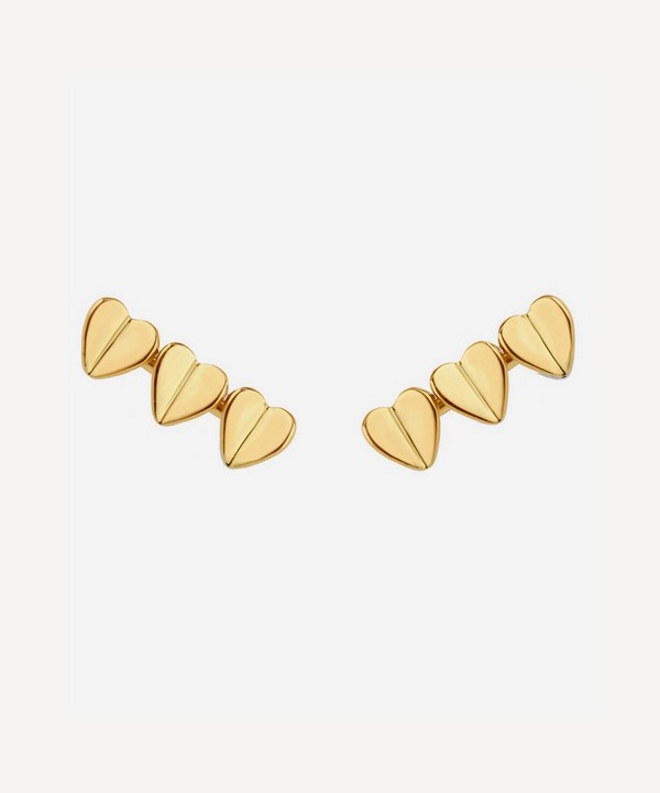 Dinny Hall - Gold Plated Vermeil Silver Bijou Folded Heart Trio Stud Earrings image number null