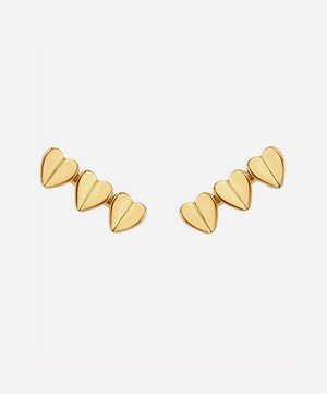 Dinny Hall - Gold Plated Vermeil Silver Bijou Folded Heart Trio Stud Earrings image number 0