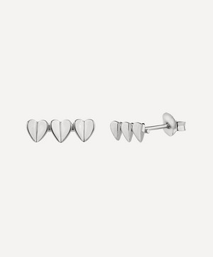 Dinny Hall - Silver Bijou Folded Heart Trio Stud Earrings image number 3