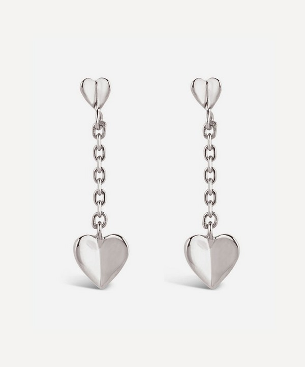 Dinny Hall - Silver Bijou Folded Heart Short Chain Drop Earrings image number null