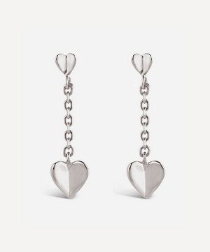 Dinny Hall - Silver Bijou Folded Heart Short Chain Drop Earrings image number 0