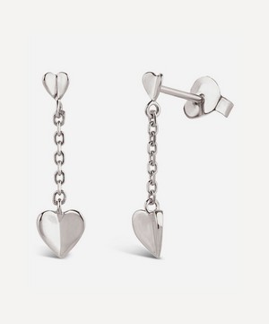 Dinny Hall - Silver Bijou Folded Heart Short Chain Drop Earrings image number 1