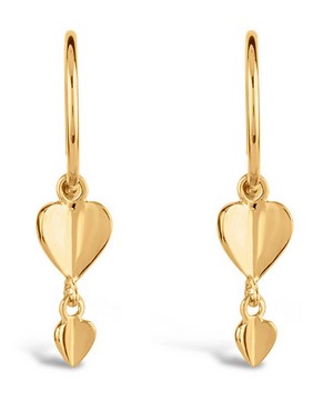 Dinny Hall - Gold Plated Vermeil Silver Bijou Folded Heart Drop Earrings image number 0