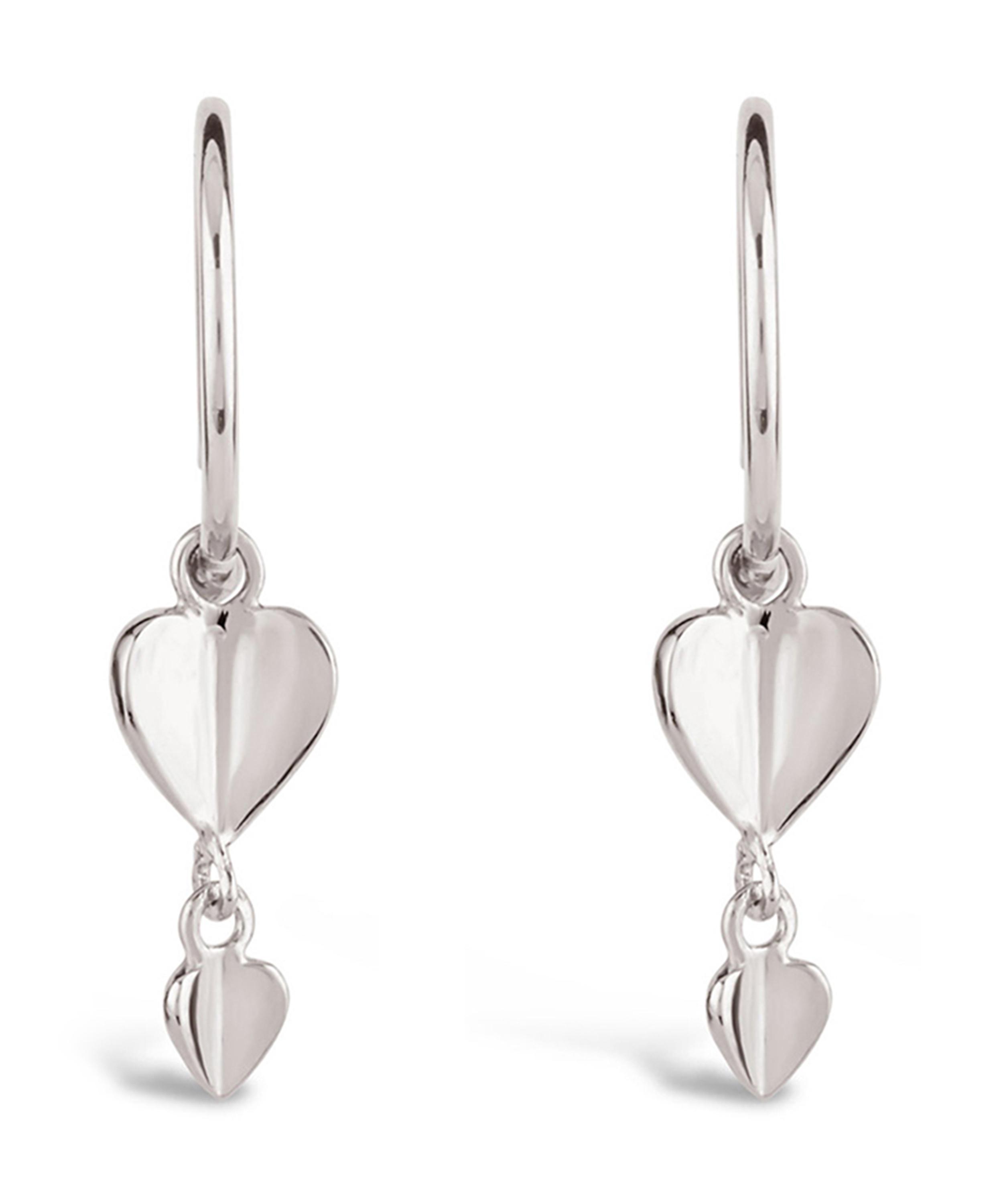 Dinny Hall - Silver Bijou Folded Heart Drop Earrings image number 0