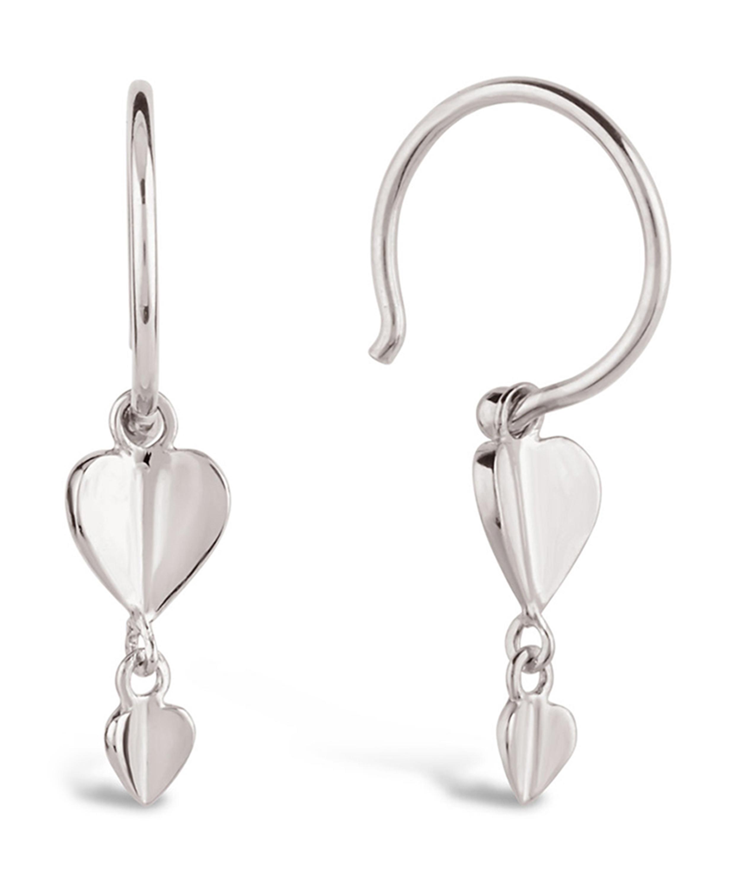 Dinny Hall - Silver Bijou Folded Heart Drop Earrings image number 1