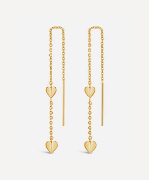 Dinny Hall - Gold Plated Vermeil Silver Bijou Folded Heart Threaded Chain Drop Earrings image number 0