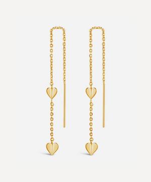 Dinny Hall - Gold Plated Vermeil Silver Bijou Folded Heart Threaded Chain Drop Earrings image number 0