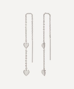 Dinny Hall - Silver Bijou Folded Heart Threaded Chain Drop Earrings image number 2