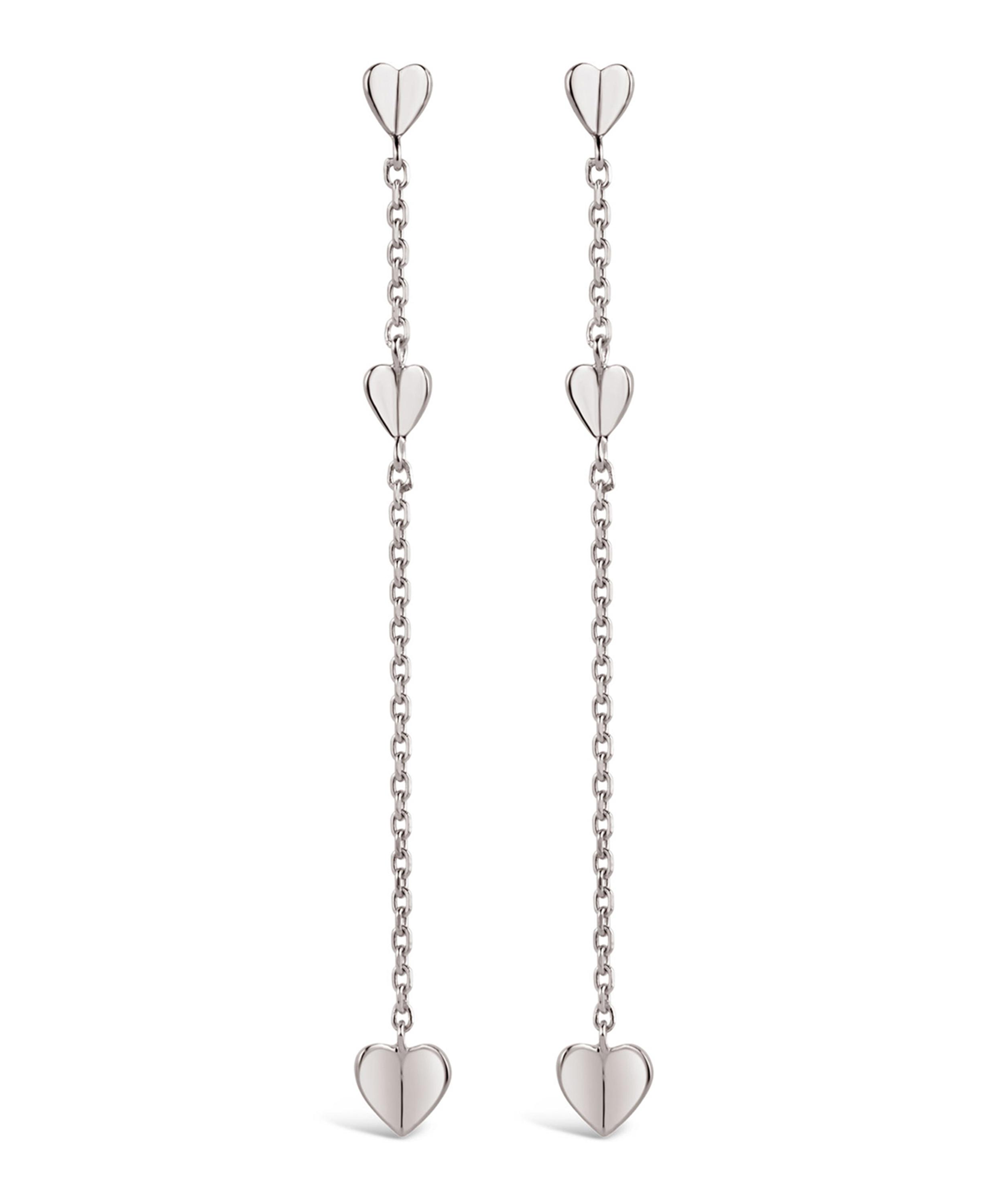 Dinny Hall - Silver Bijou Folded Heart Long Chain Drop Earrings image number 0