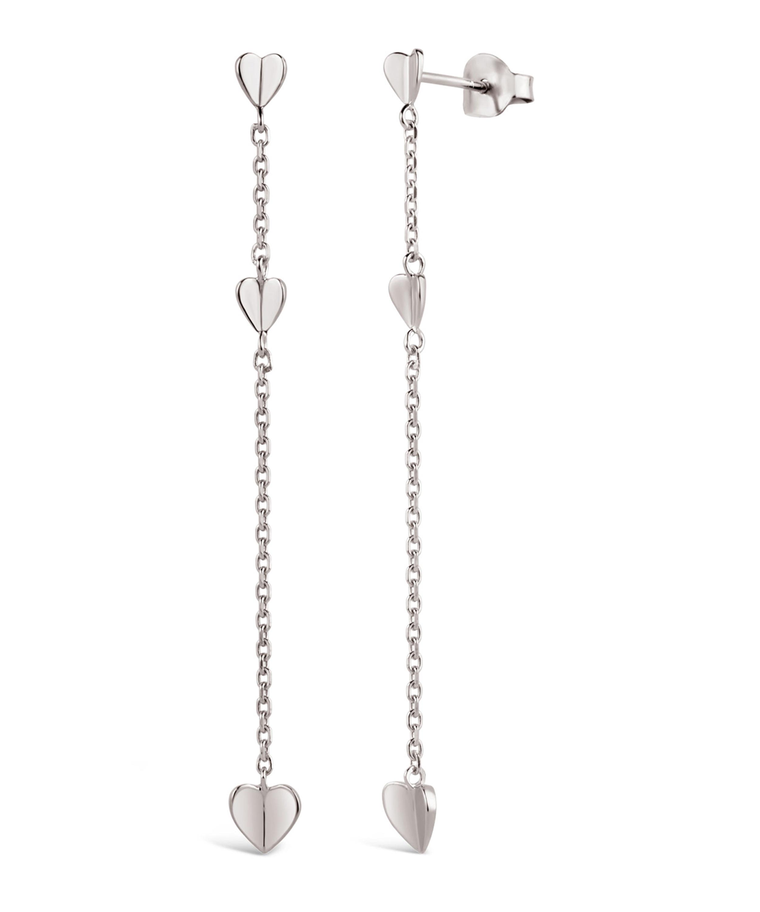 Dinny Hall - Silver Bijou Folded Heart Long Chain Drop Earrings image number 1