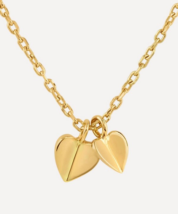 Dinny Hall - Gold Plated Vermeil Silver Bijou Folded Heart Duo Pendant Necklace image number null