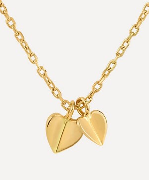 Dinny Hall - Gold Plated Vermeil Silver Bijou Folded Heart Duo Pendant Necklace image number 0