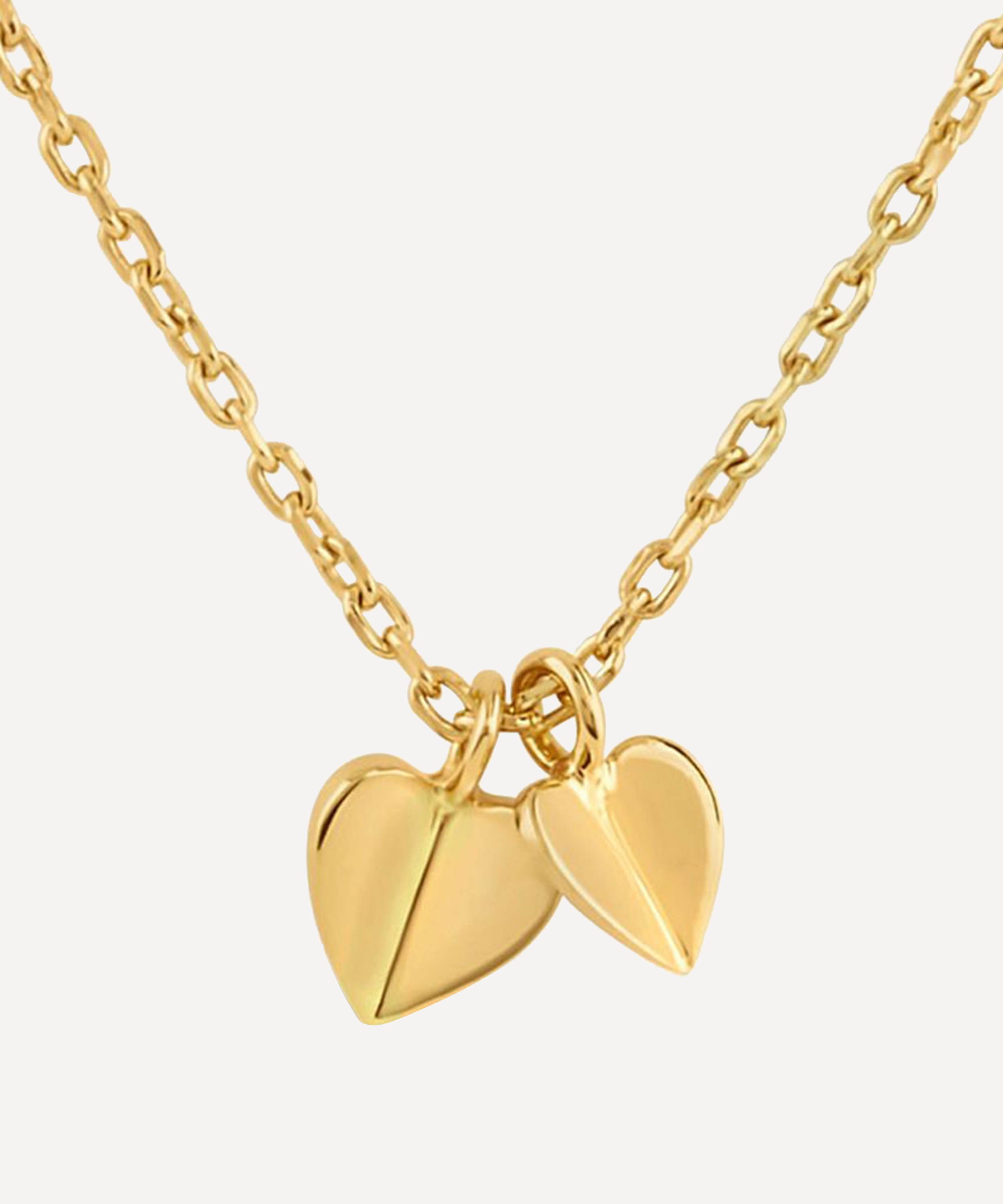 Dinny Hall - Gold Plated Vermeil Silver Bijou Folded Heart Duo Pendant Necklace image number 0