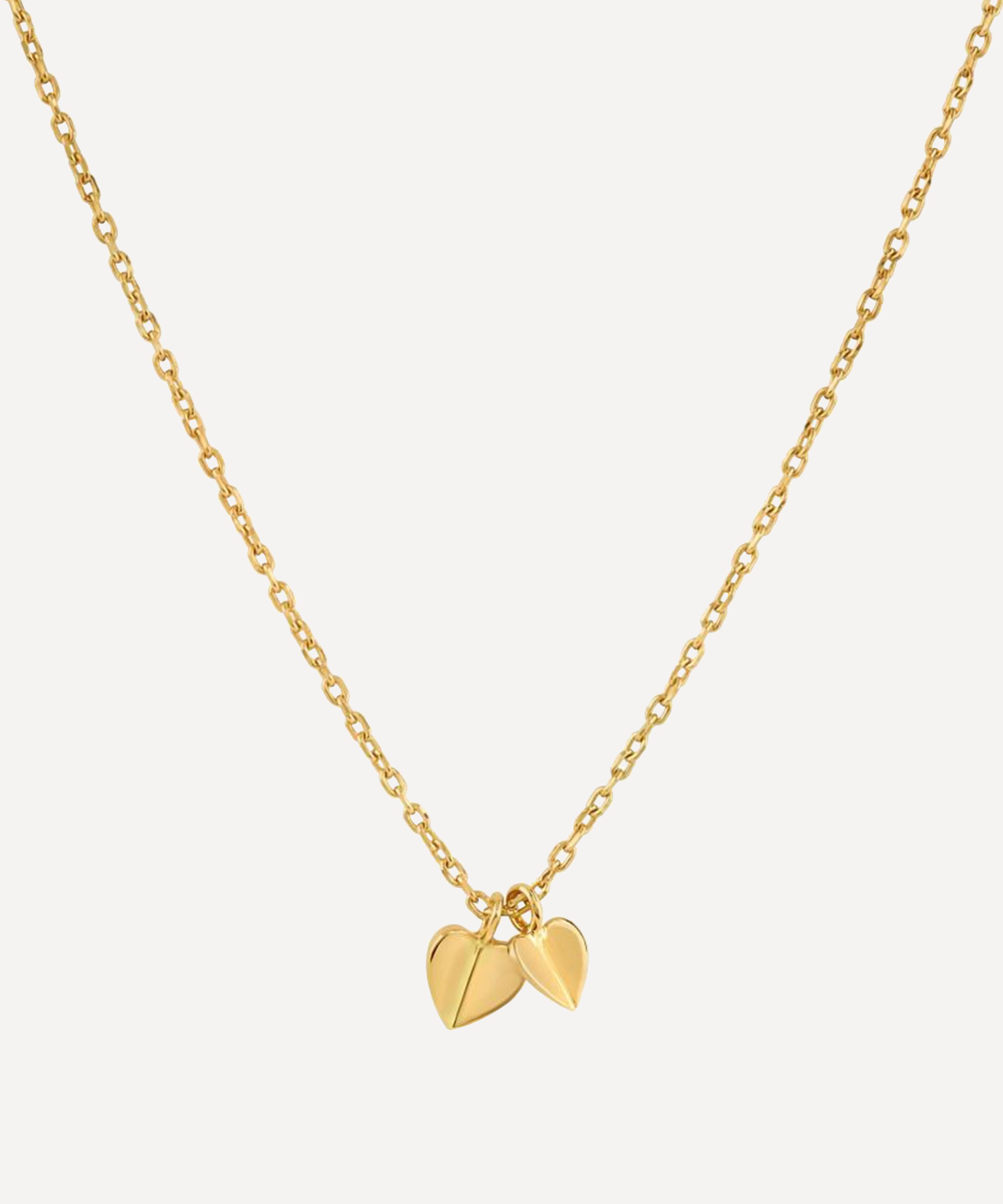 Dinny Hall - Gold Plated Vermeil Silver Bijou Folded Heart Duo Pendant Necklace image number 2