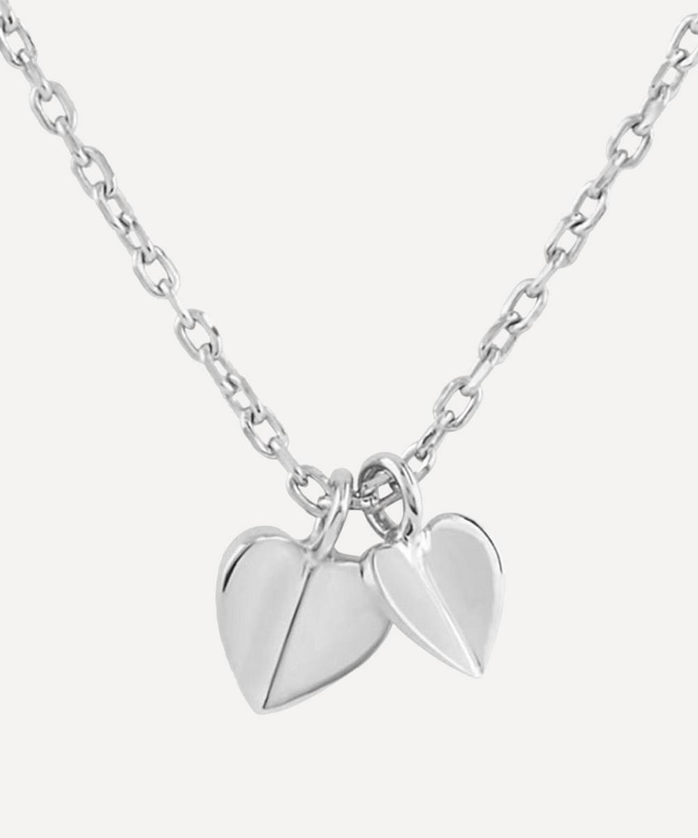 Dinny Hall - Silver Bijou Folded Heart Duo Pendant Necklace