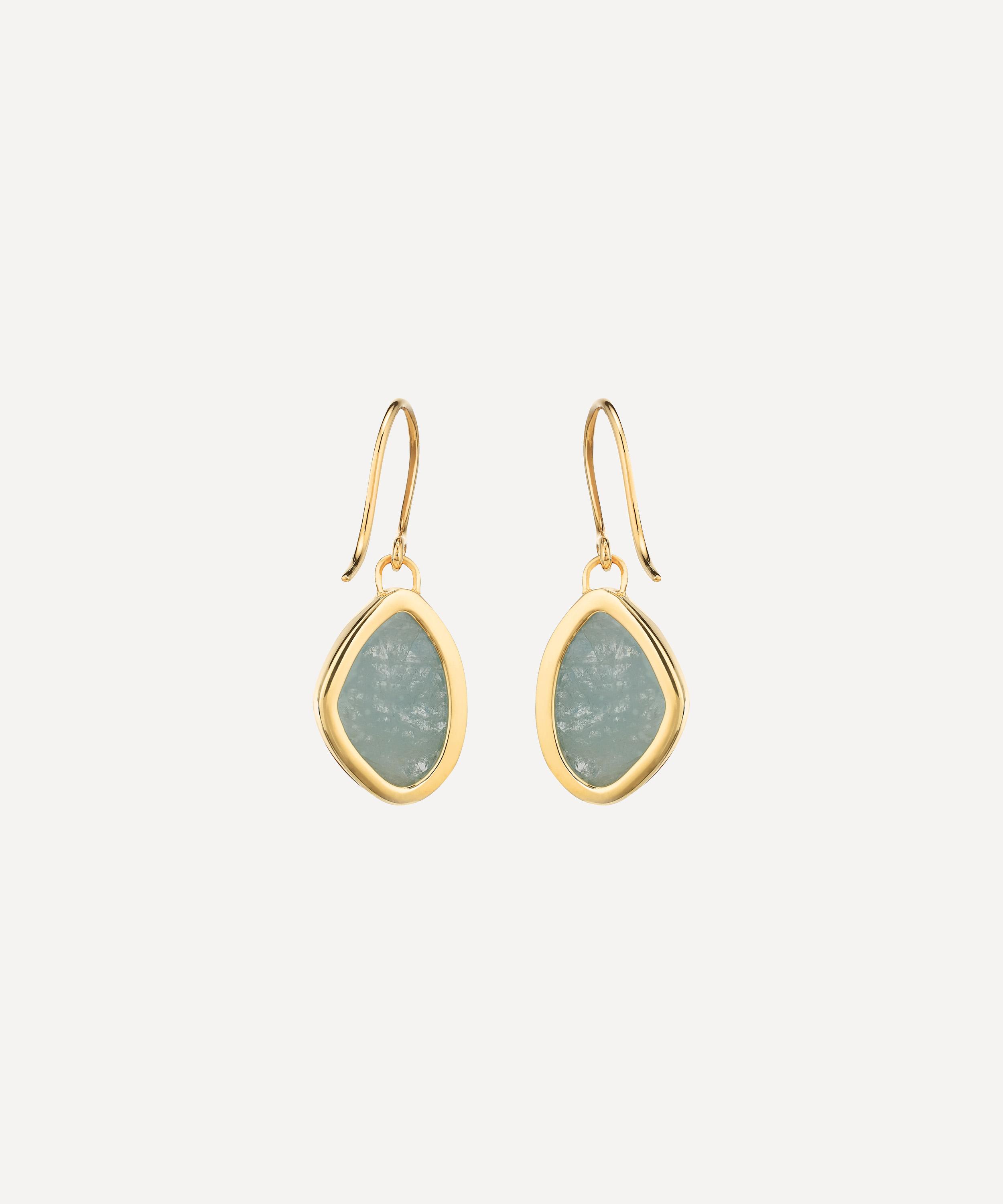 Monica Vinader - Gold Plated Vermeil Silver Siren Aquamarine Drop Earrings image number 1